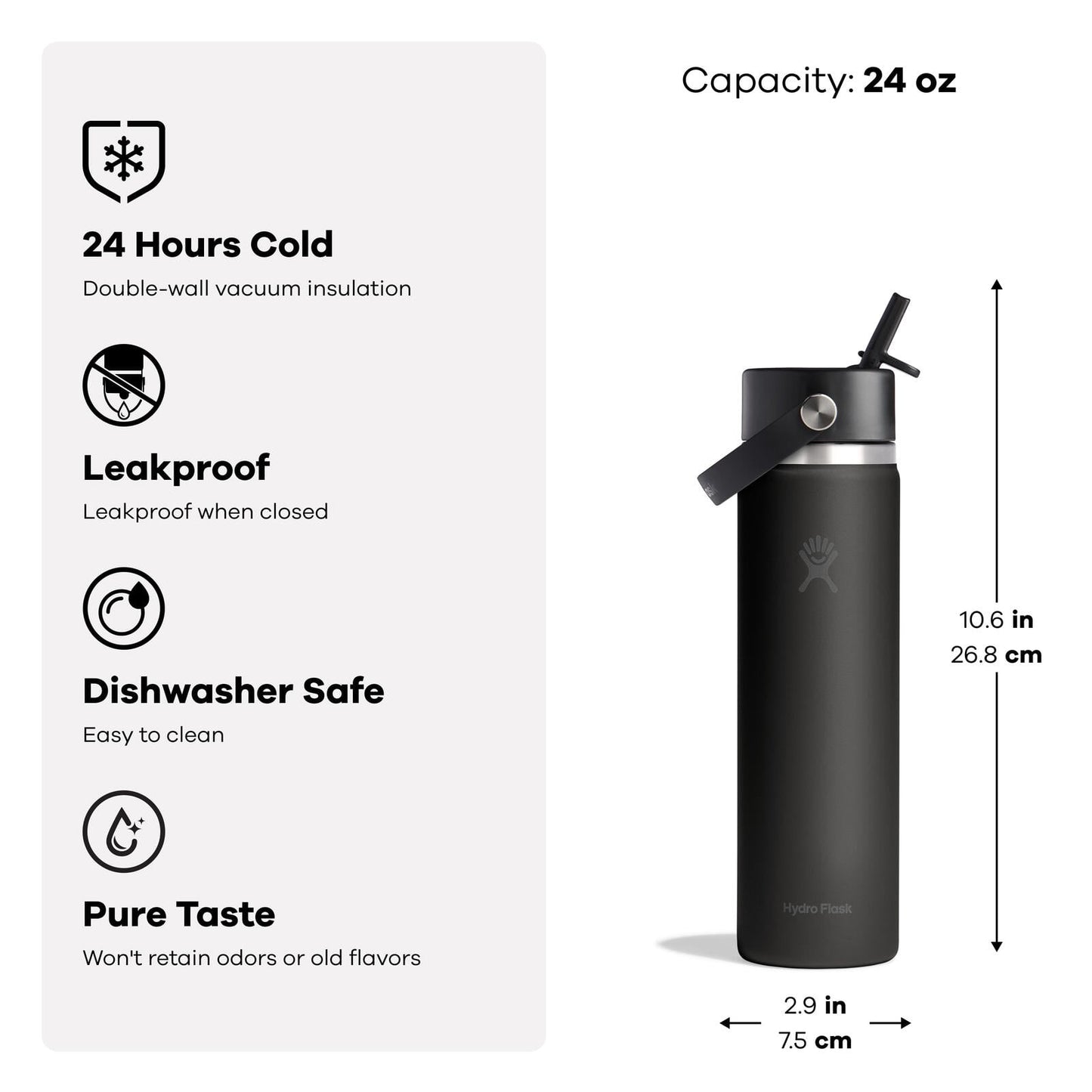 Hydro Flask 24 oz Wide Mouth with Flex Straw Cap
