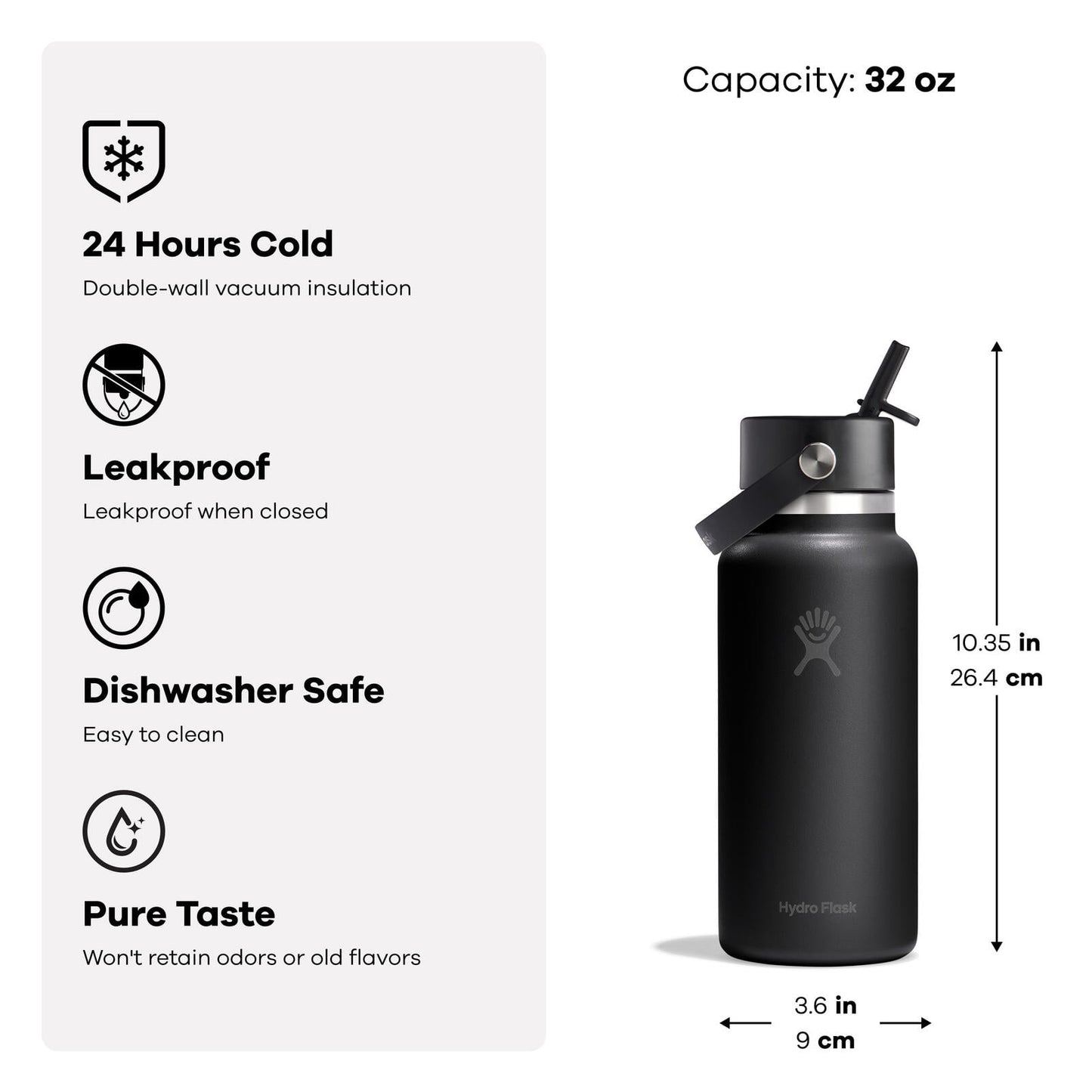 Hydro Flask 32 oz Wide Mouth with Flex Straw Cap